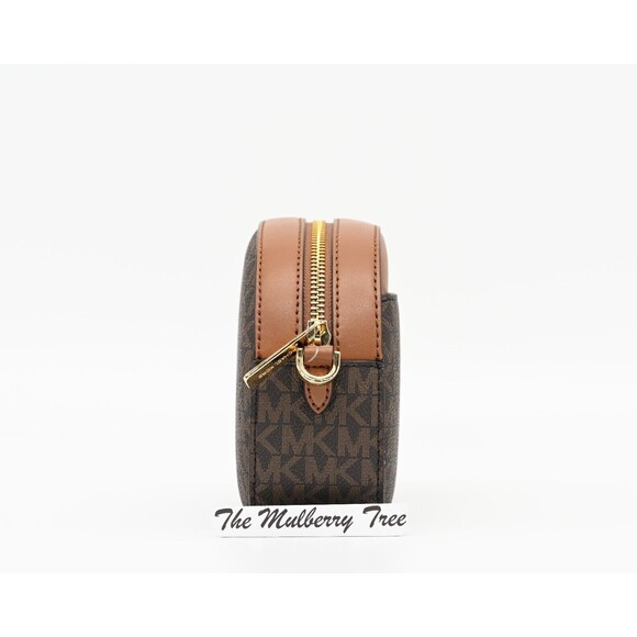 MICHAEL KORS JET SET GLAM Small Front Pocket Oval Crossbody Logo Canvas NWT $398 - Picture 4 of 14